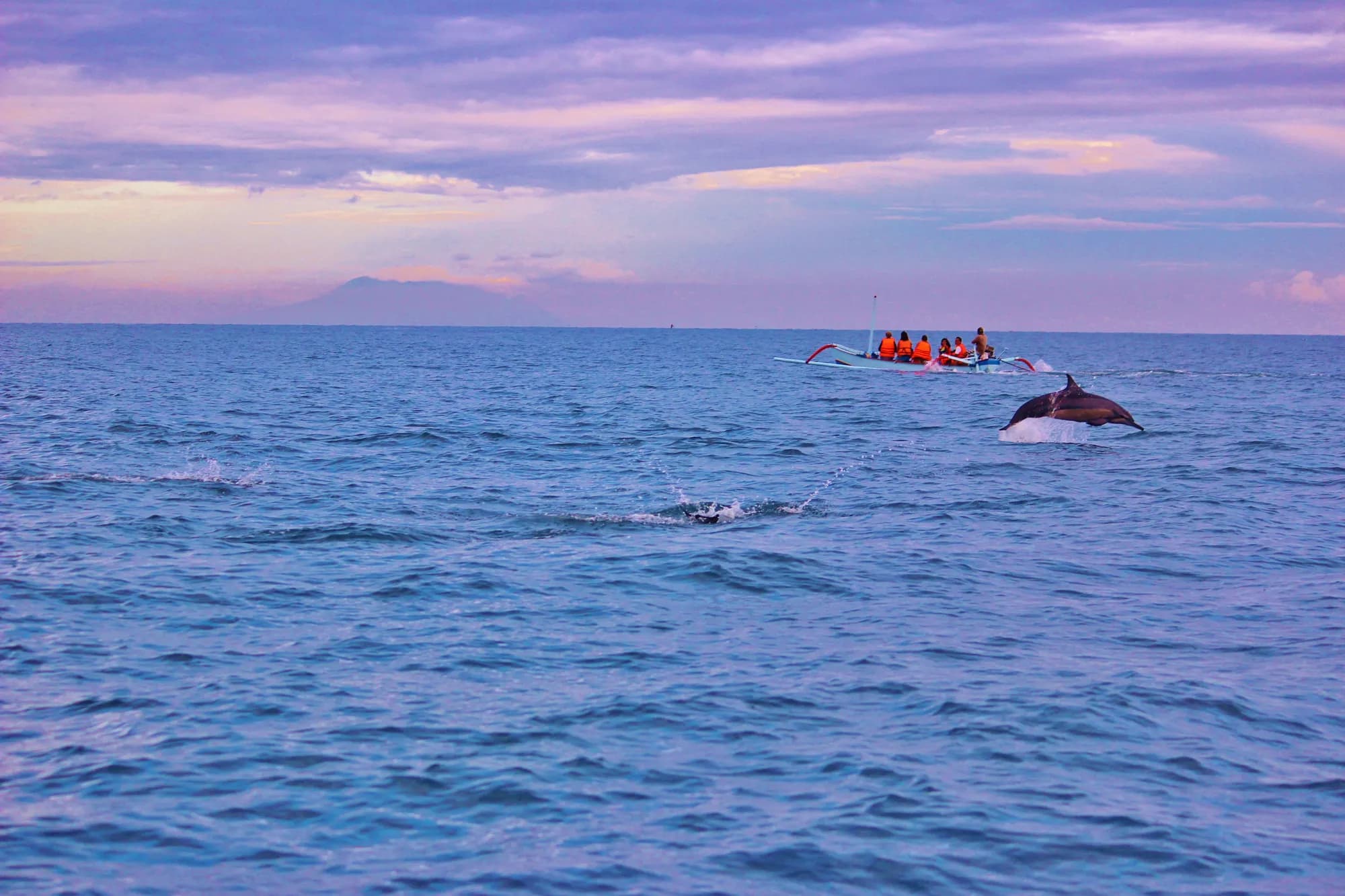 Jukung offshore from Lovina at dawn, north Bali